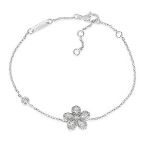 Silver Flower Cubic Zirconia Bracelet - Women Jewelry